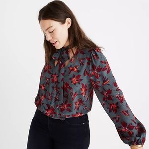 Madewell Silk Tie-Neck Wrap Top, size medium